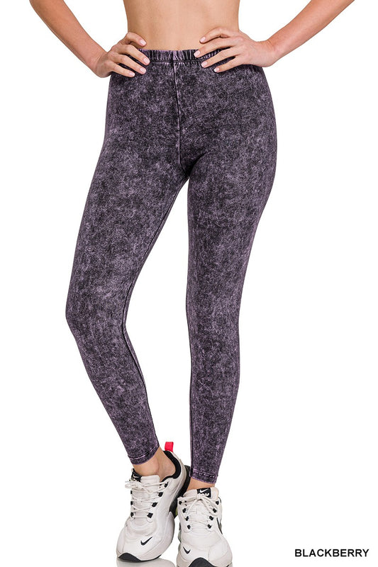 Mineral Wash Leggings In Blackberry