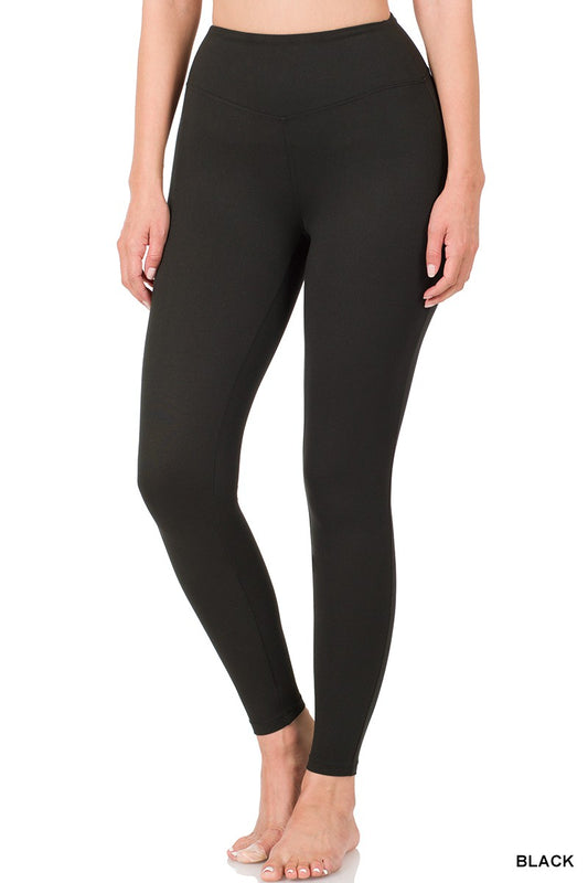 Wide Waistband Leggings in Black