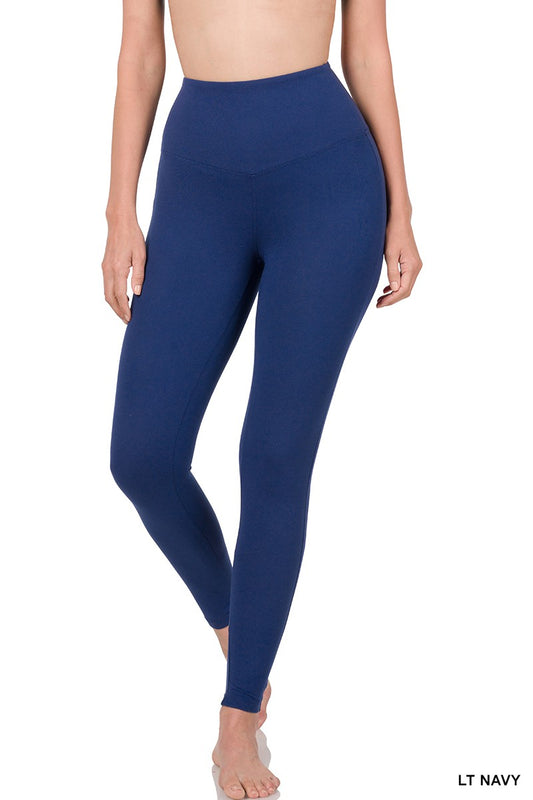 Wide Waistband Leggings in Light Navy