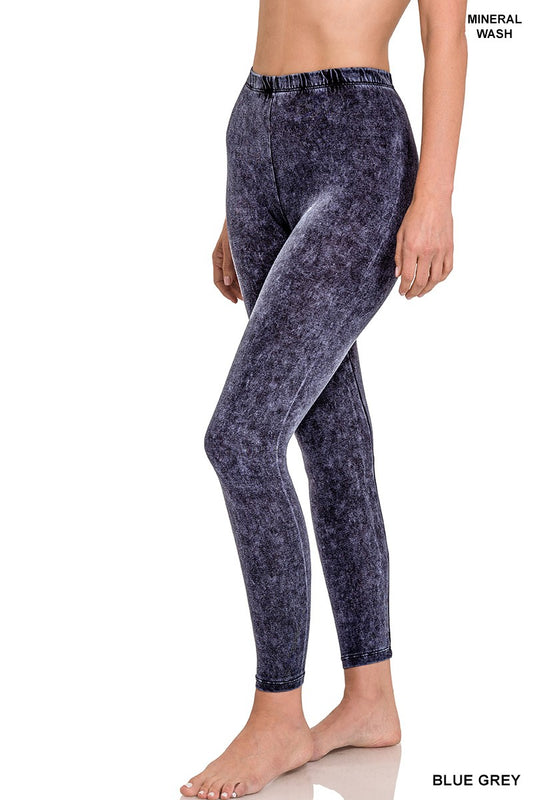 Mineral Wash Leggings in Blue Grey