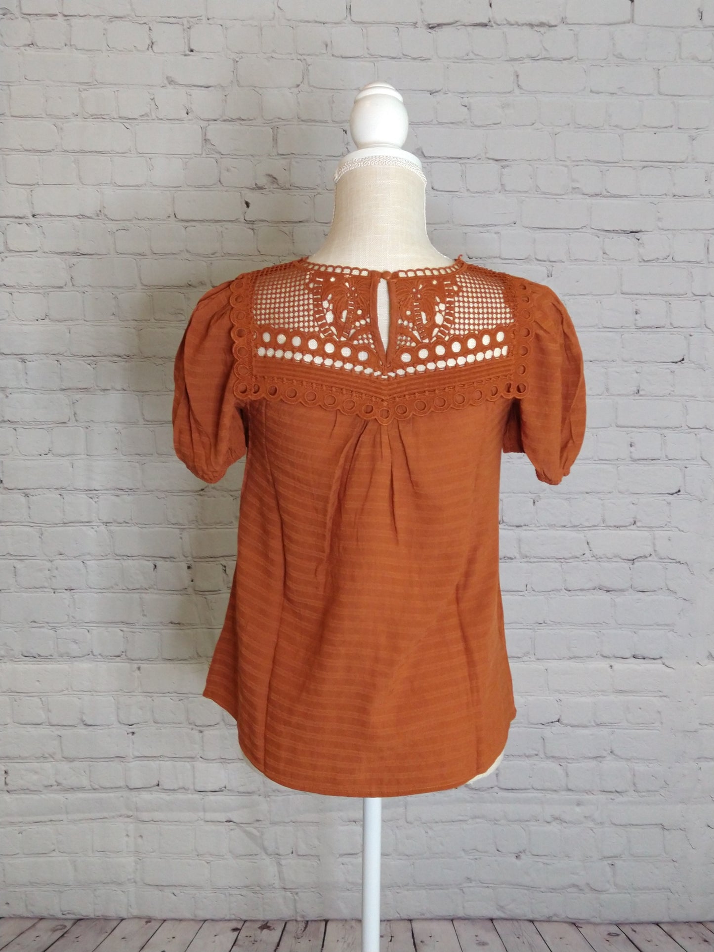 Crochet lace striped top