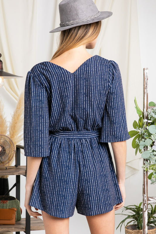 Striped Print Wrapped Romper