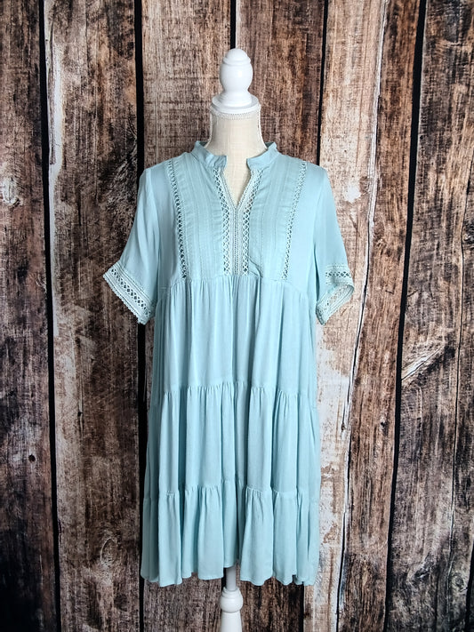 Blue V-Neck Dress