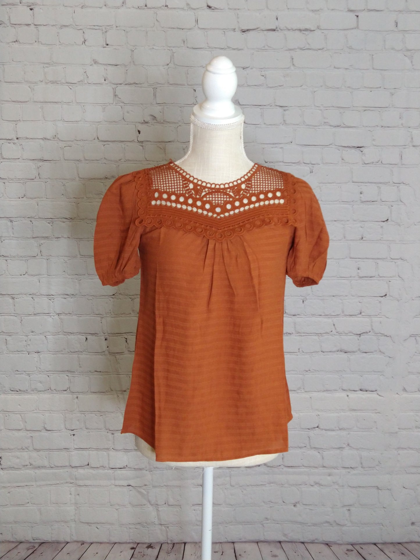 Crochet lace striped top