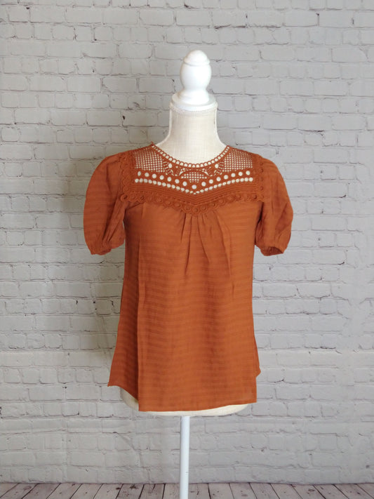 Crochet lace striped top